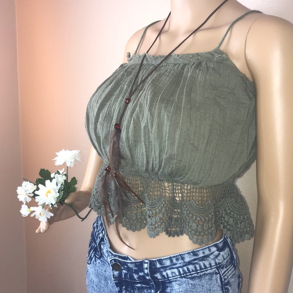 🌼HP🌼 Free People Crochet Lace Bohemian Crop Top - Picture 3 of 8